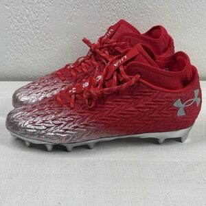 Under Armour Spotlight 4 MC Football Cleats Red Silver Men Size 10.5